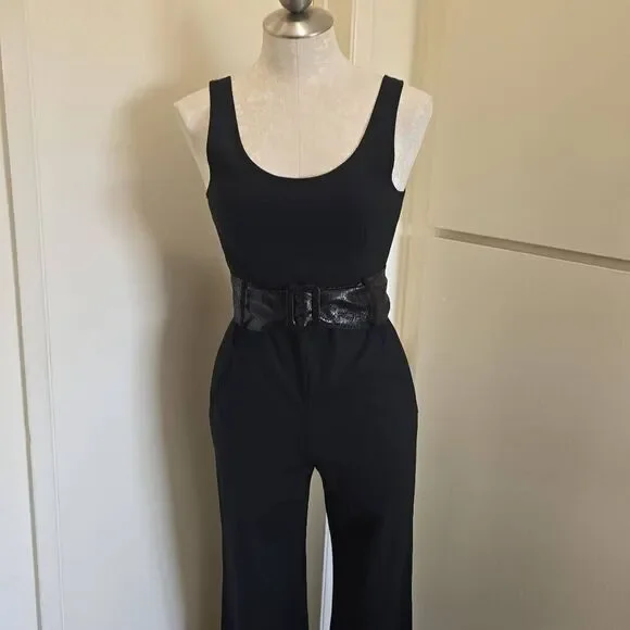 Theory Style #90171233 Blk Wool/Spndx Slvls Jumpsuit, Wide Leg, Sz. 4, EUC